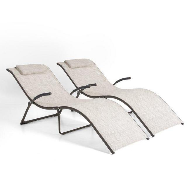 Paramaz Outdoor Metal Chaise Lounge Set (Set of 2)