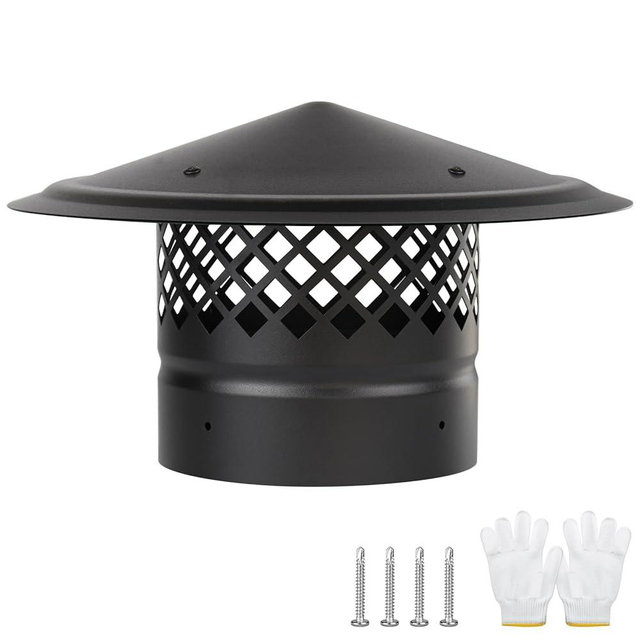 CLLOMAGY 6 Inch Chimney Cap,Cone Top Chimney Cap with Screen,Roof Rain Wood Stove Pipe Cover Guard,Fireplace Exhaust Cover for Outside 6 inch Stove Pipe-Galvanized Steel,Better Airflow Ventilation