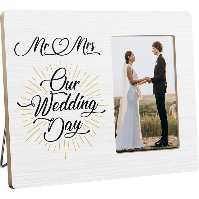 YYLYMX Wedding Gifts for Newly Married Couples, Engagement Picture Frame, 4x6 Inch Photo