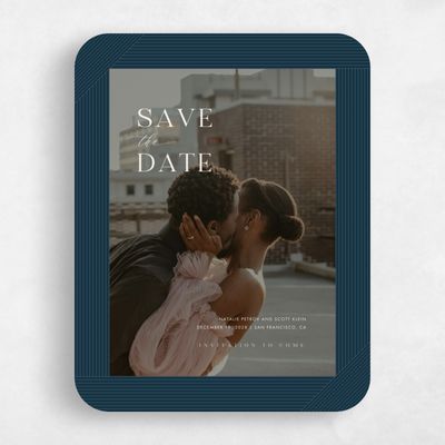 Blue Rounded Wedding Save the Date - Callum Photo