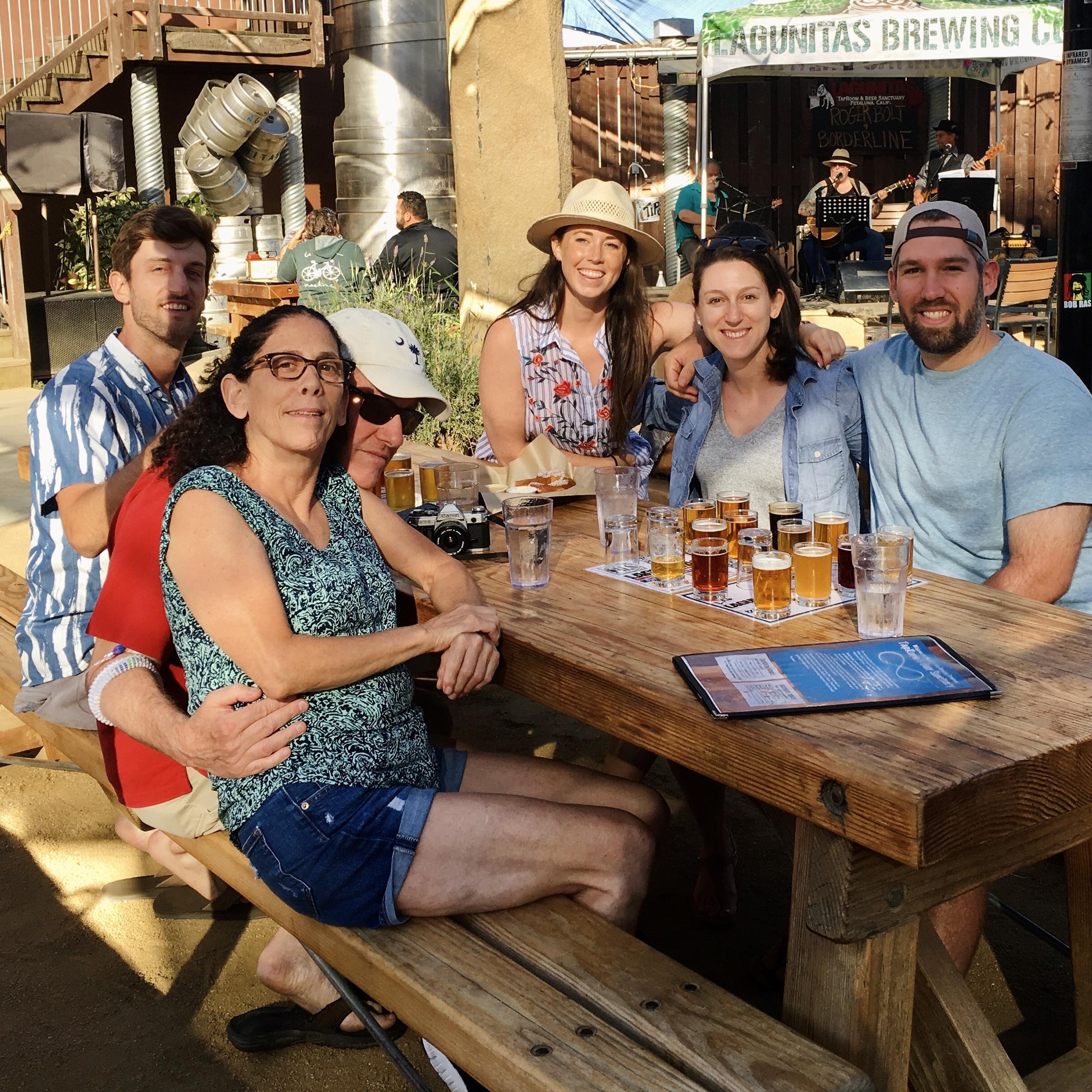 Jeremy & Isabelle with the Hartman's in Northern CA at a brewery