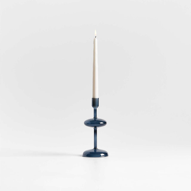 Venezia Small Deep Blue Glass Taper Candle Holder