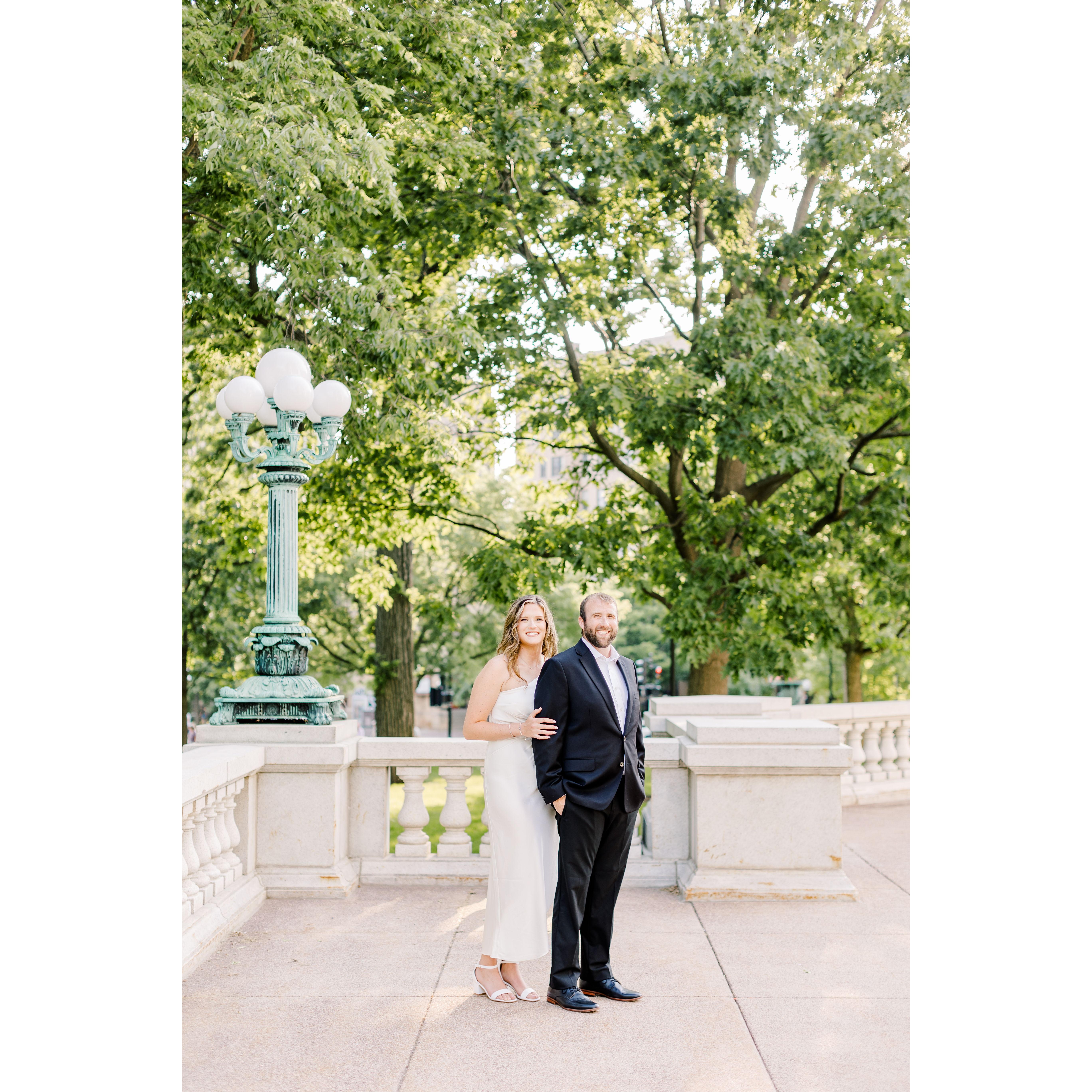 Engagement photos at the Wisconsin Capitol downtown Madison.