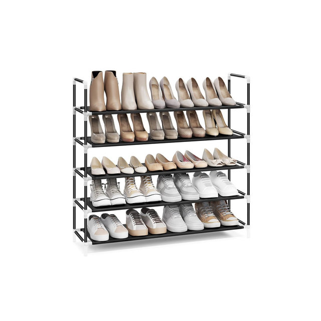 SONGMICS 5 Tiers Shoe Rack Storage Organizer Black 39"L Holds 20-25 Pair of Shoes