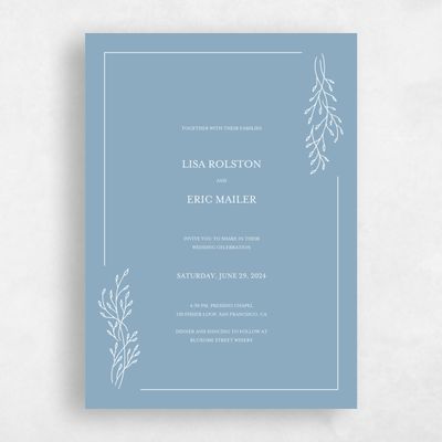 Dusty Blue Wedding Invitation - Merrion Frame