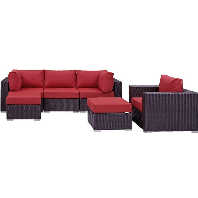 Brentwood 6 Piece Rattan Sectional Seating Group with Cushions