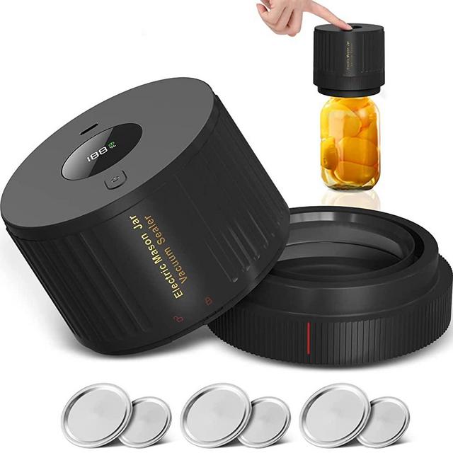 Electric Mason Jar Vacuum Sealer, Electric Vacuum Pump for Wide Mouth and Regular Mouth Mason Jars, Food Vacuum Sealer for Food Storage and Fermentation