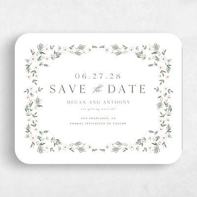 White Rounded Wedding Save the Date - Lenora Landscape