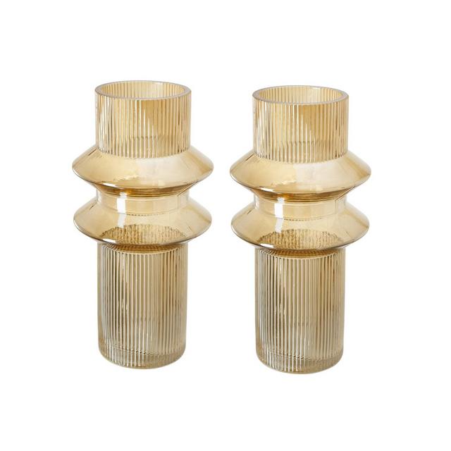 AB Home Ribbed Glass Vases, Set of 2