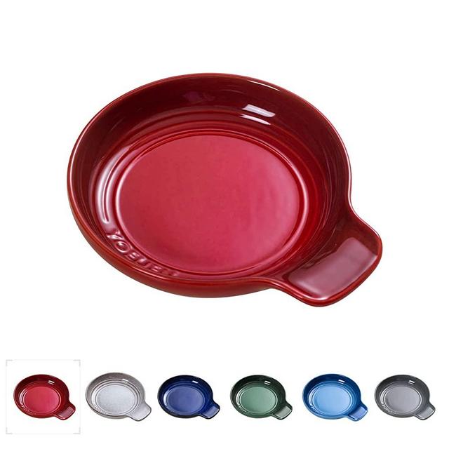 Yoeuen Spoon Rest for Stove Top, Extra Large Ceramic Spoon Holder for Counter Top, Kitchen Heat-Resistant Cooking Utensil Rest, Agate Red, 1pcs
