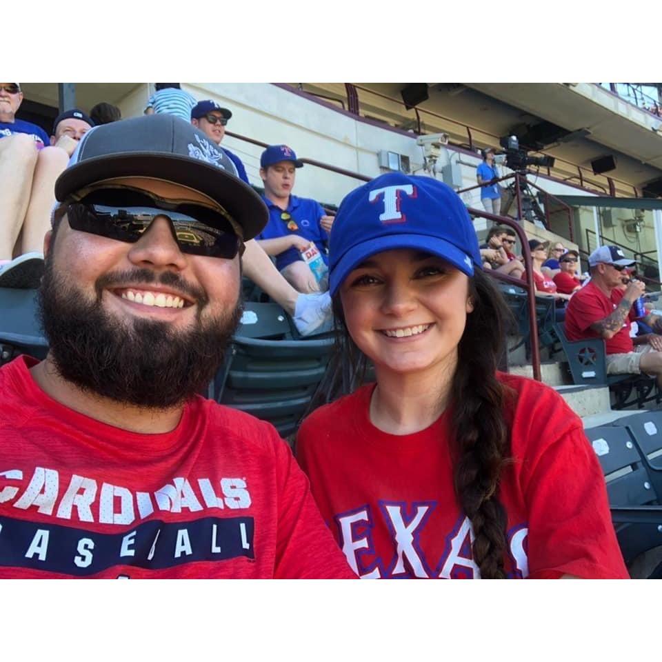 A RARE OCCURRENCE OF THE TEXAS RANGERS PLAYING THE ST. LOUIS CARDINALS, SO WE HAD TO GO!
THE RANGERS WON, OF COURSE!