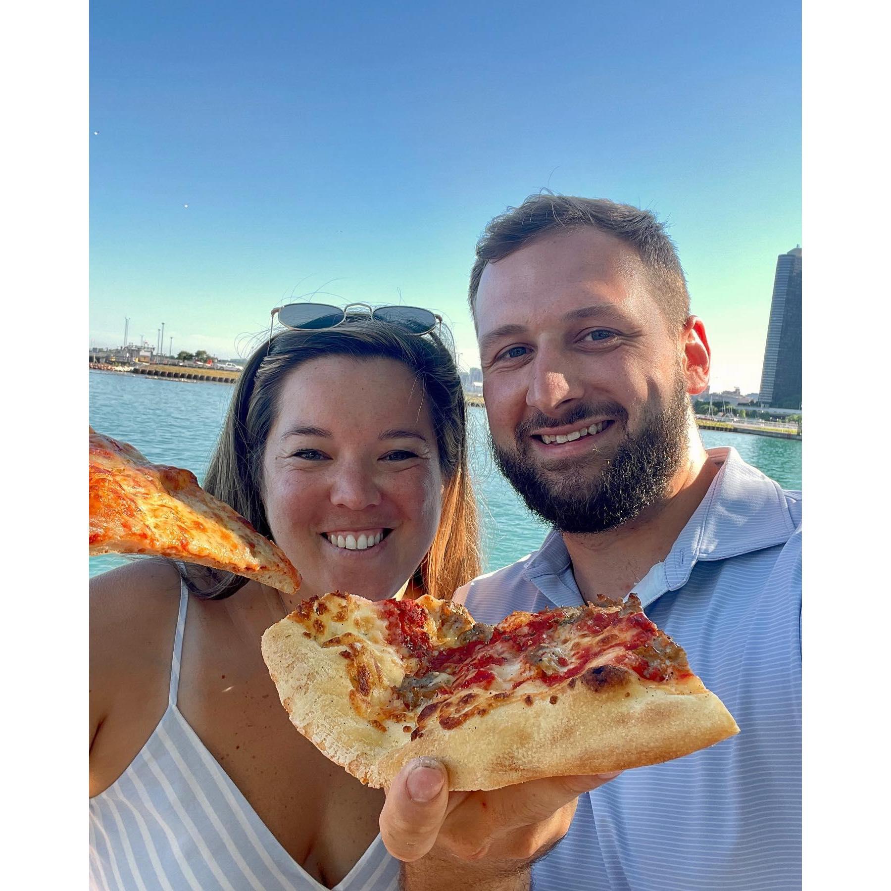 We went to Chicago and stayed by the lake the entire time. Had to try their pizza.