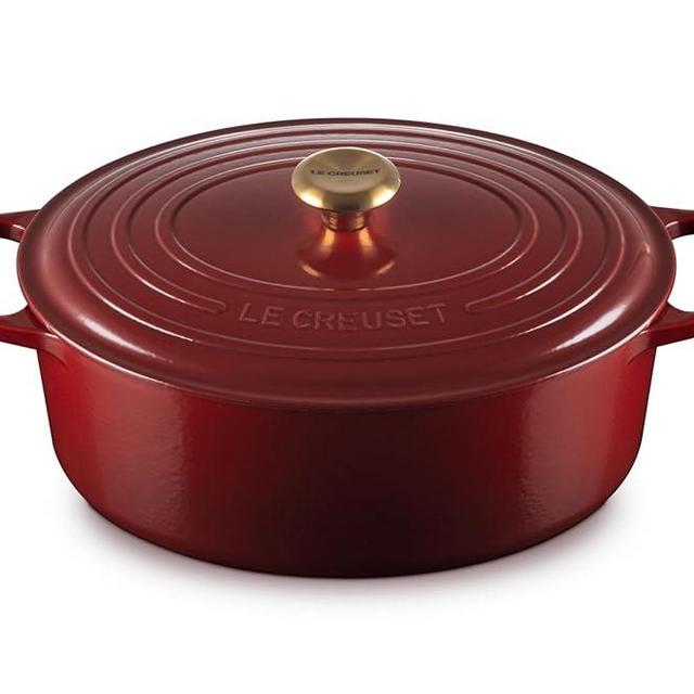 Le Creuset Enameled Cast Iron Signature Oval Dutch Oven, 8 qt., Rhone with Gold Knob