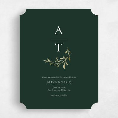 Green Ticket Wedding Save the Date - Somerset Portrait