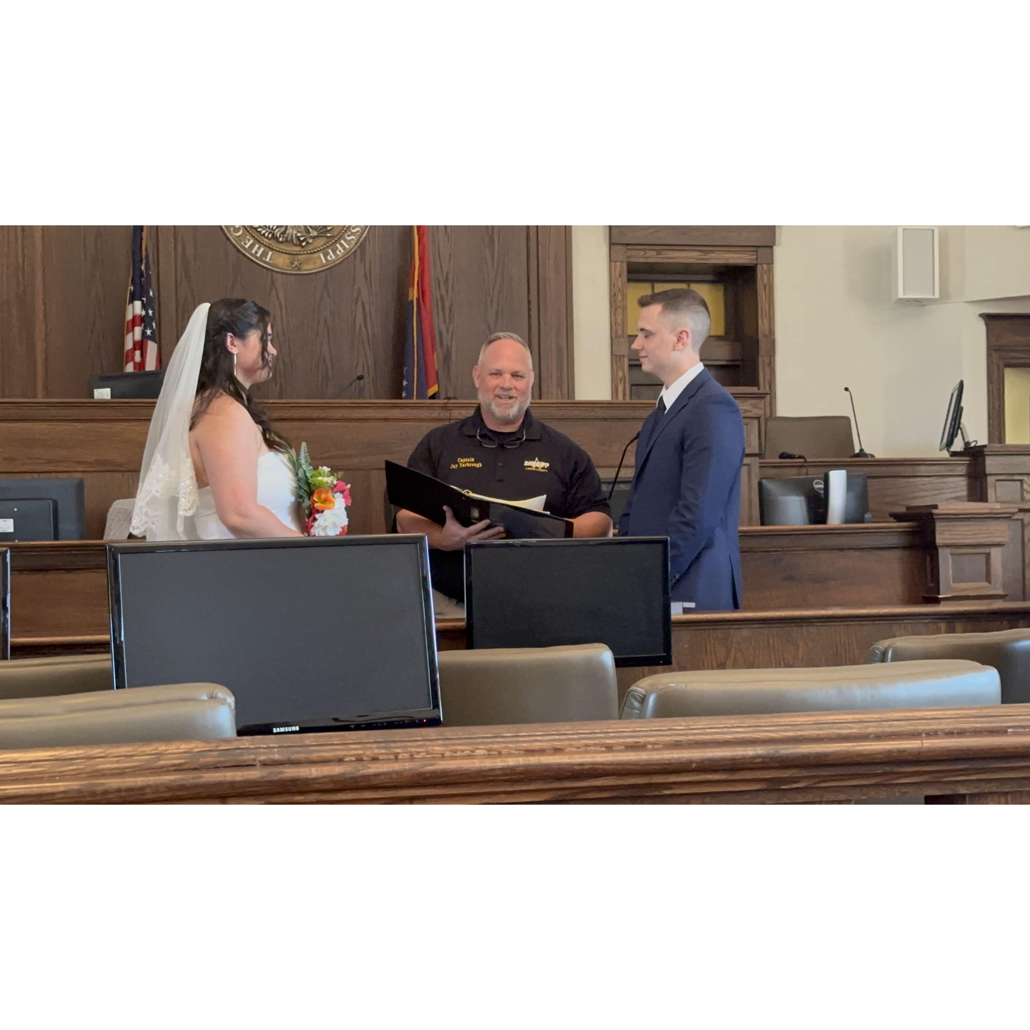 Hannah's Captain married us and he was so proud to do so!