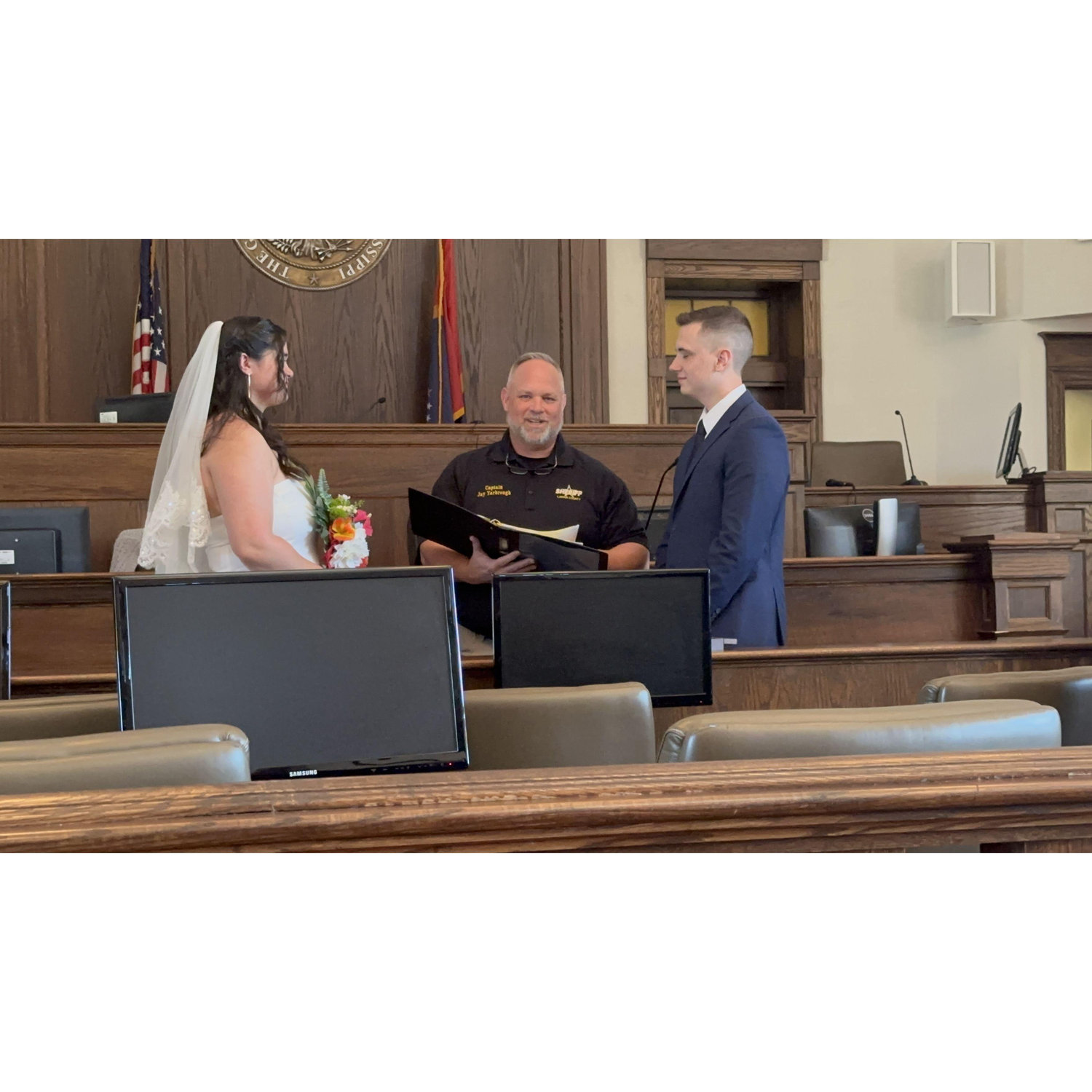 Hannah's Captain married us and he was so proud to do so!