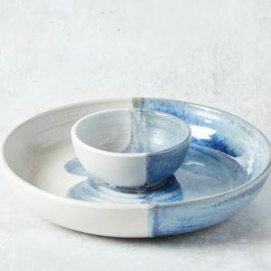Reactive Glaze Stoneware Chip And Dip