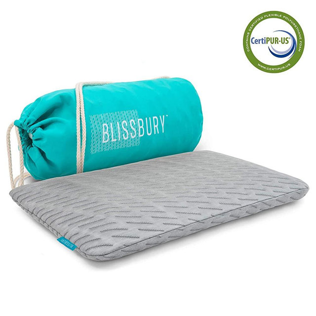 BLISSBURY Thin 2.6" Stomach Sleeping Memory Foam Pillow. Slim, Flat, Cooling Sleep for Belly or Back with Soft Bamboo Washable Cover, Neck and Head Support for Men and Women Bedding Accessories