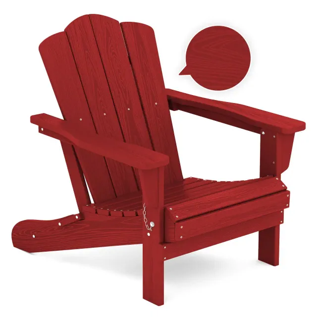 Hyleory Folding Adirondack Chair Outdoor, HDPE Patio Accent Chair/ Color: Red