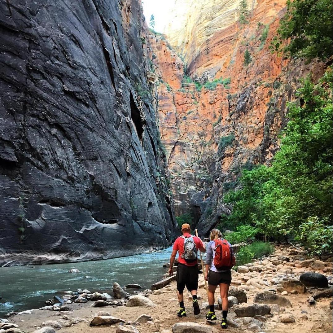 Hiking the Narrows bottom top with dad. Apparently you need a permit for that?