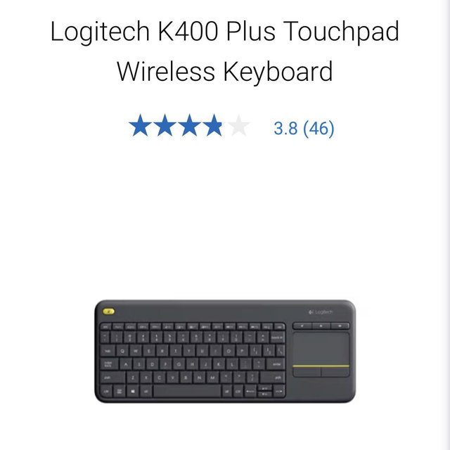 Logitech - K400 Plus TKL Wireless Membrane Keyboard for PC/TV/Laptop/Tablet with Built-in Touchpad - Black