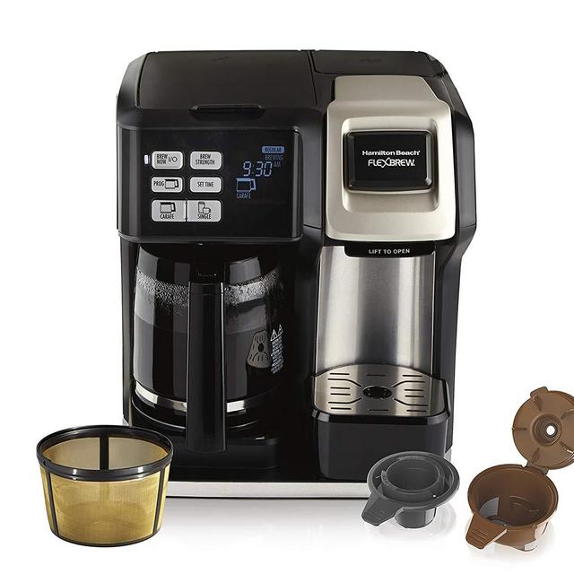 Hamilton Beach (49950C) Coffee Maker, Single Serve & Full Coffee Pot, Compatible with K-Cup Packs or Ground Coffee, Programmable, Includes Gold Tone Filter