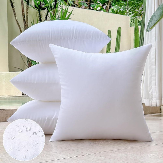 OTPIPCS 20 x 20 Outdoor Pillow Inserts Set of 4 Square Throw Pillow Inserts Waterproof for Couch Porch Outside Patio Furniture Decorative Pillows Large White Sofa Cushion Stuffer
