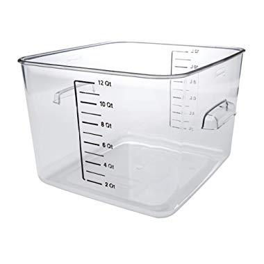 Rubbermaid Commercial Carb-X Space Saving Square Food Storage Container, 12-Quart, Clear (FG631200CLR)