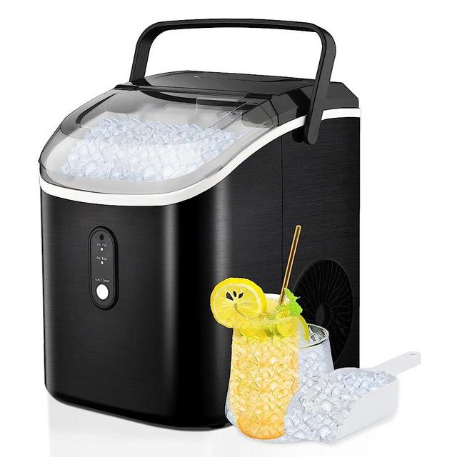 Humhold Portable Nugget Ice Maker CounterTop, 33Lbs/24Hrs Chewable Pebble Ice, Auto Self Cleaning, Crushed Pellet Ice Cubes Maker Machine with Handle, Compact Design for Home/Kitchen/Camping/RV