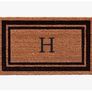 Calloway Mills Black Border 24" x 36" Monogram Doormat, (Letter H)