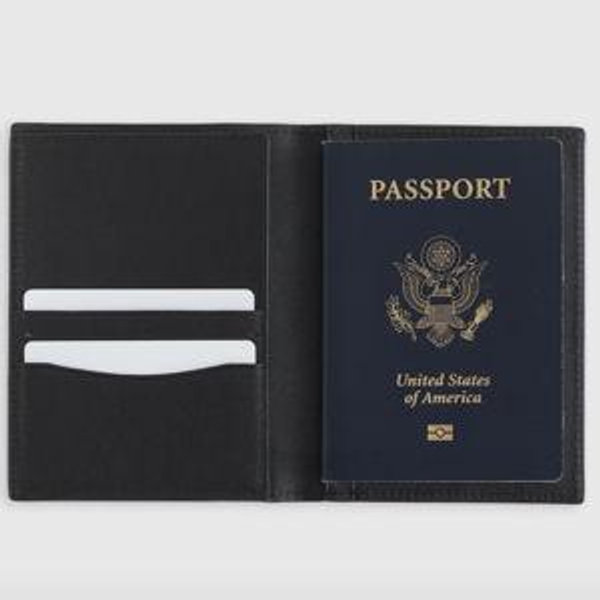 Nappa Leather RFID Blocking Passport Holder & Luggage Tags Set in Black