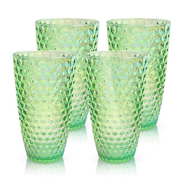 Laguna Beach Tall Tumbler Green, 19oz, set of 4, Shatterproof Tritan drinking glasses, Dishwasher safe Plastic Tumblers - Unbreakable Glassware for indoor and Outdoor Use, BPA free