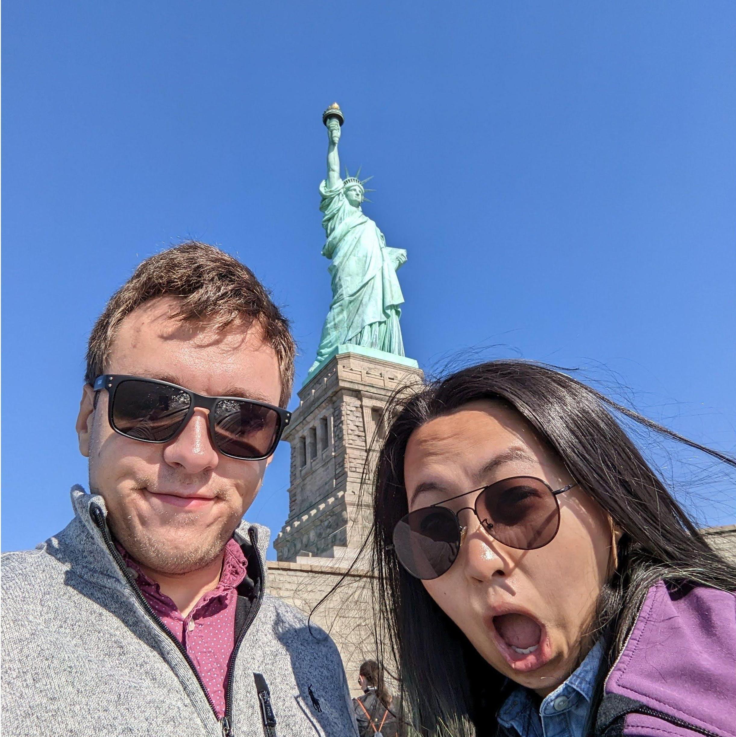 October 2022 - Trip to NYC; at the Statue of Liberty