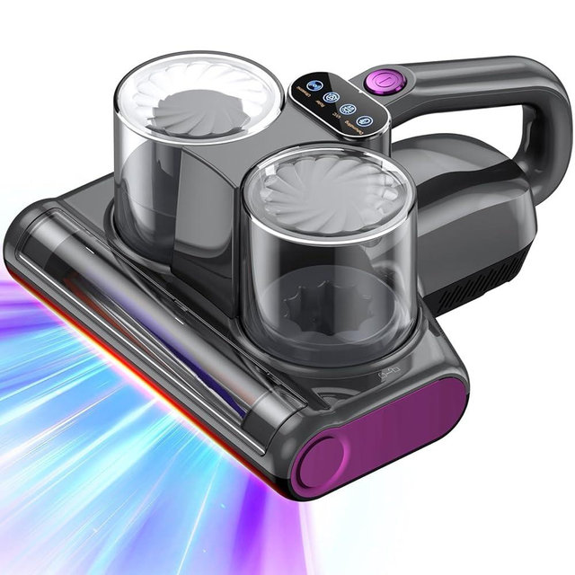 JPHYLL Mattress Vacuum Bed Vacuum Cleaner 16Kpa Suction 253.7nm UV-C Light, 140°F Heated Air, 30000 RPM Brushroll, Ultrasonic, HEPA Filter, Handheld Vacuums for Carpet/Sofa, 500W Corded, (Dark Gray)