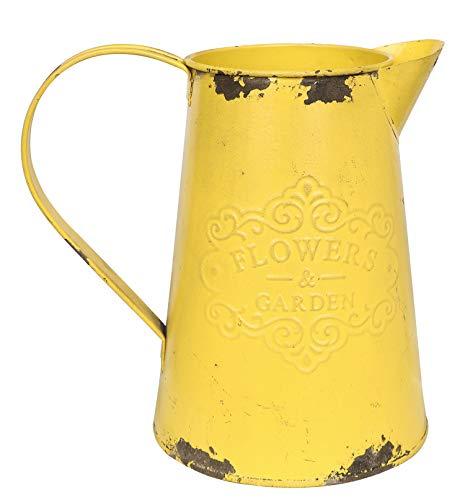 APSOONSELL Yellow Metal Flower Vase Vintage Jug Pitcher Shabby Chic Decor Rustic Farmhouse Kitchen Decor for Home