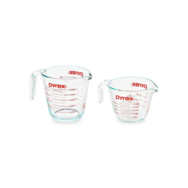 Pyrex Essentials (2-Pack) Glass Measuring Cups Set, (1 & 2 Cup) Measuring Cups For Prepping, Baking and Cooking, Preheated Oven, Dishwasher, Freezer, and Microwave Safe