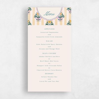 Pale Yellow Wedding Menu - Clematide