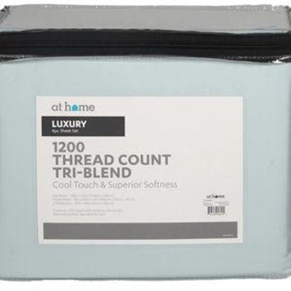 4-Piece Blue 1200 Thread Count Cool Touch Luxury Sheet Set, Queen