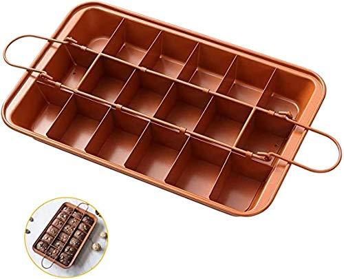 Brownie Baking Pan Nonstick Copper Steel with Built-In Slicer, Ensures Perfect Crispy Edges, Metal Utensil Brownie Pans