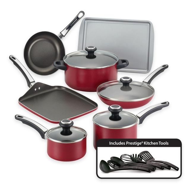 Farberware® High Performance Nonstick Aluminum 17-Piece Cookware Set in Red