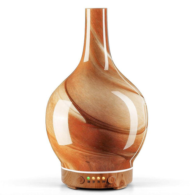 Porseme 150ml Glass Essential Oil Diffuser Aromatherapy Ultrasonic Cool Mist Humidifier 6 Running Hours Waterless Auto-Off Air Diffusers for Relax Yoga,Office Working Spa and Rest (Desert)