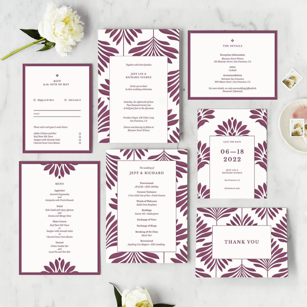 Mantova Frame Letterpress | Navy | Zola Wedding Invitations