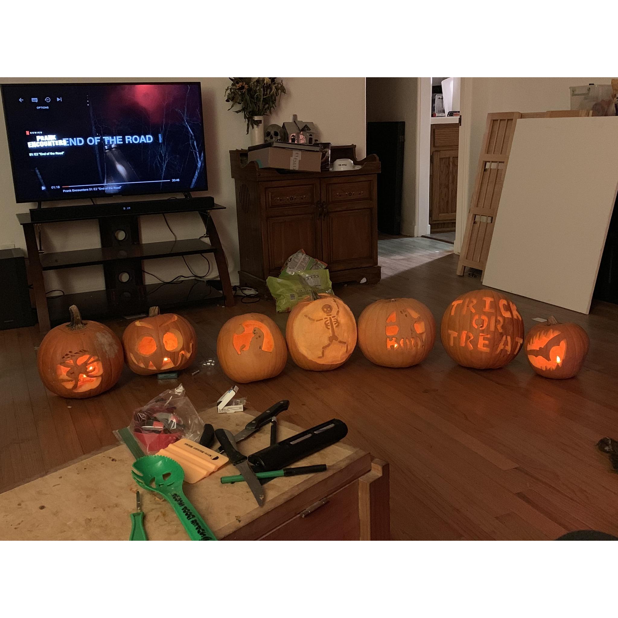 Peter and Alex's Jack O'Lanterns from their first Halloween together!