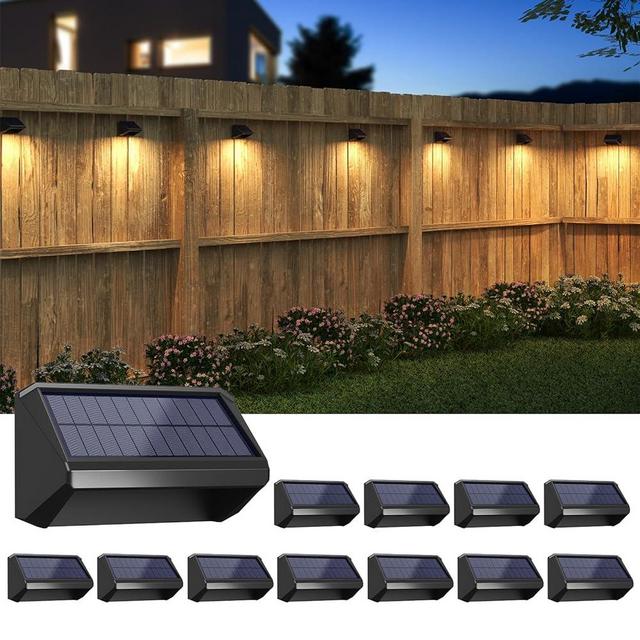 Bridika Solar Fence Lights 8 Colors, Warm White, Cool White and RGB, Bright Deck Lights Solar Outdoor Waterproof, Dusk to Dawn Fence Lights for Backyard, Patio, Railing, Wall, Step (12 Pack)