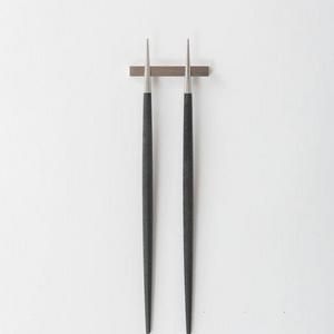 CHOPSTICKS SET | GOA BRUSHED STEEL & BLACK