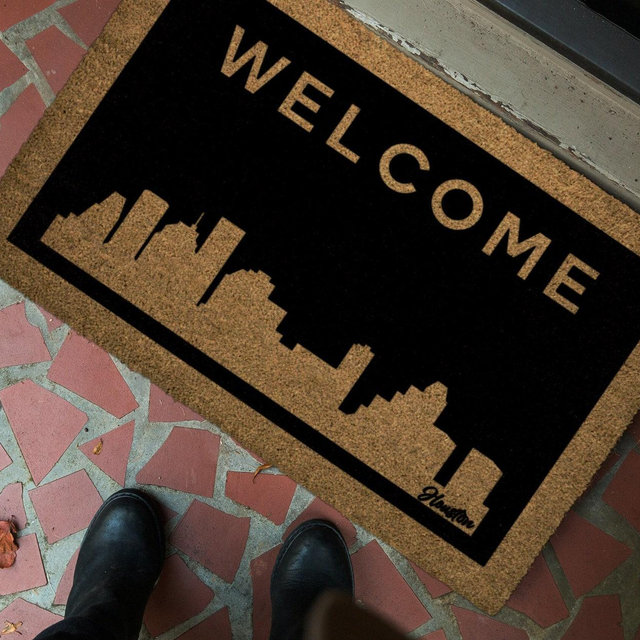 Houston City Skyline Welcome Doormat, Coir Outdoor Mat, Entrance Mat, City-inspired design, Housewarming and Wedding Gift