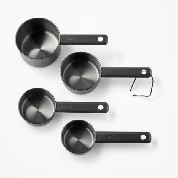 4pc Stainless Steel Measuring Cups Matte Black - Figmint™: Dishwasher-Safe Kitchen Set, 1 Cup Capacity