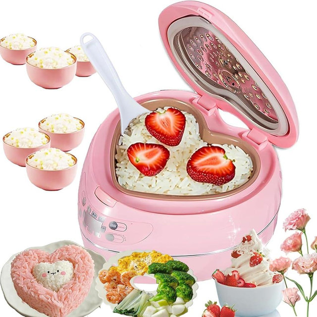 Pink Rice Cooker, Heart Shaped Rice Cooker, Smart Rice Cooker 8 Cup With Delay Preset Timer And Auto Thermostat Keep Warm For Brown Rice, Yogurt, Cake, Tomato Soup