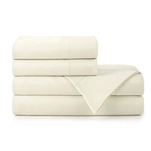 Peacock Alley Clara Luxury Sateen Sheet Sets - 100% Long Staple Cotton, 320 Thread-Count - Soft and Smooth Sateen Weave for All Seasons - King (Ivory)