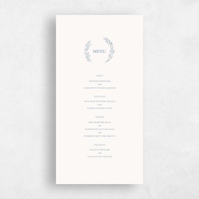 Blue Fall Wedding Menu - Merrion